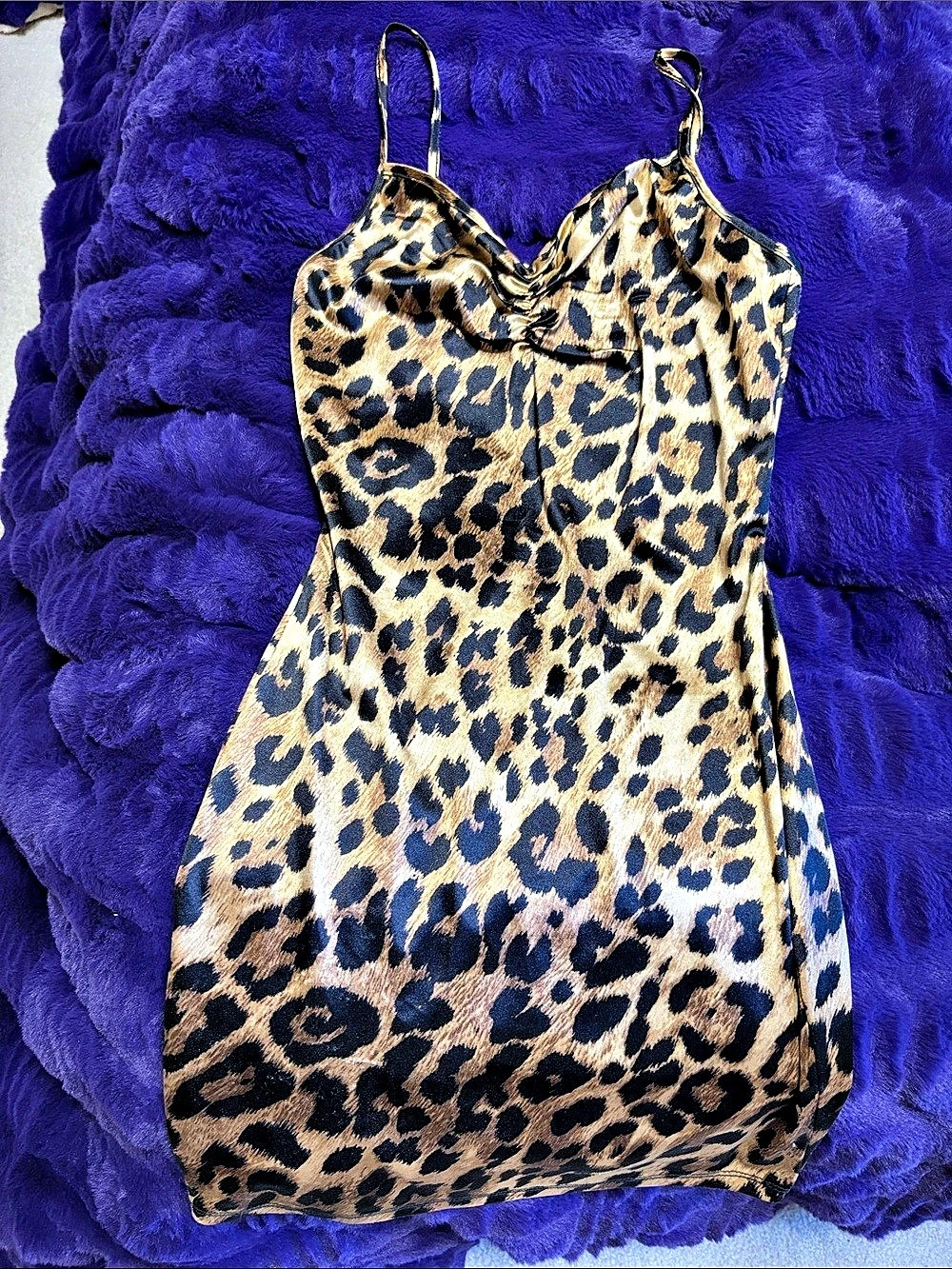 Bear Dance In The Wild Leopard Print Bodycon Slip Dress Small
